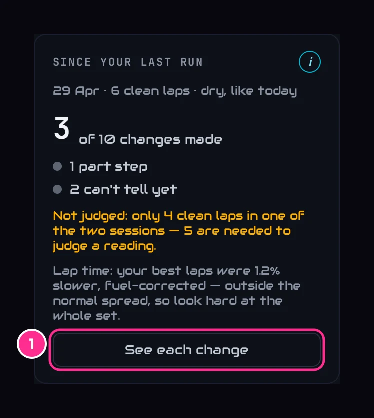Since your last run: how many changes were made and what each did