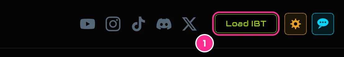 The top right of the app, with Load IBT numbered 1