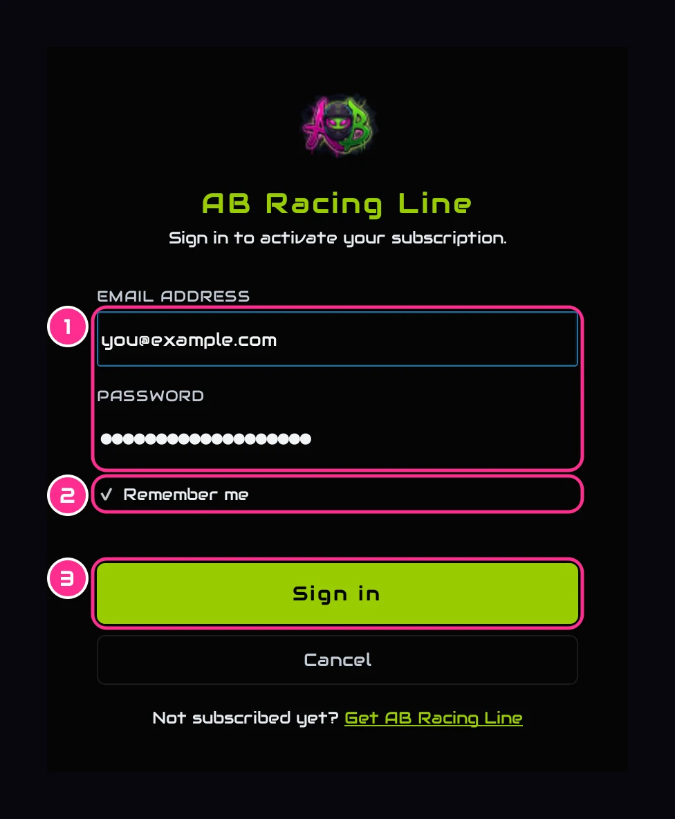 Sign in: email address, password, Remember me and Sign in