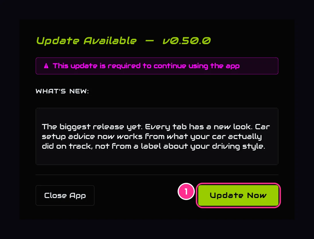 Update Available: what's new, and Update Now