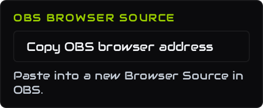 The OBS browser source panel