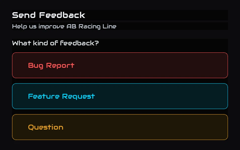 Send Feedback: bug report, feature request or question